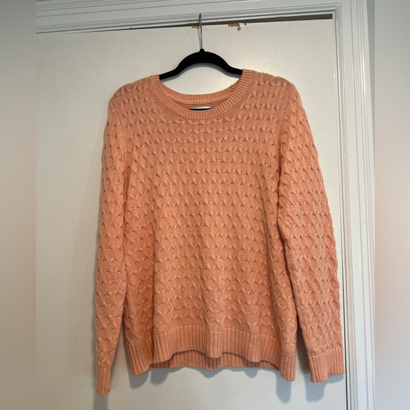 croft & barrow Sweaters - Croft & Barrow Women’s Sz: L Orange Cotton Cable-Knit Crew Neck Pullover Sweater